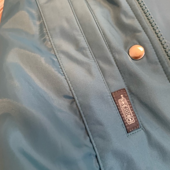 Liz Claiborne Blue & Beige Hooded Rain Jacket - S/P Petite - Picture 3 of 8